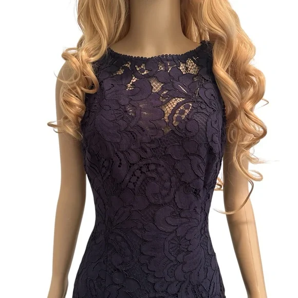 Elegant Navy Lace Dress - Picture 2 of 4
